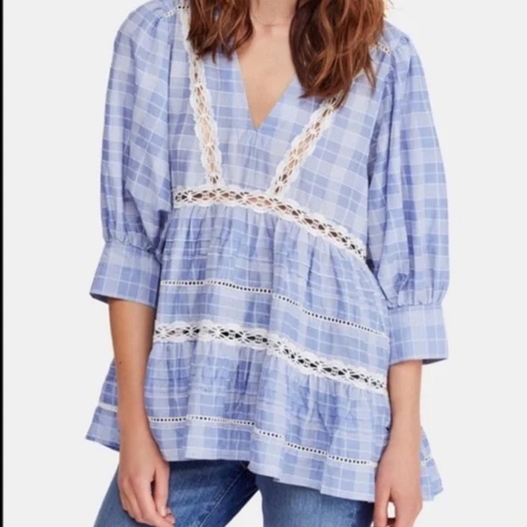 Free People Blue Blouse - Picture 4 of 6